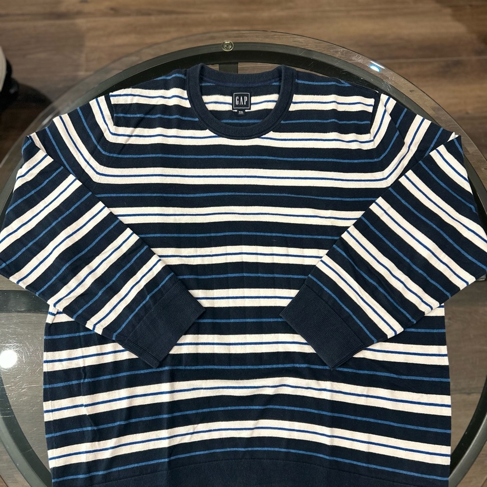 GAP Dark Blue and Cream Striped Pullover